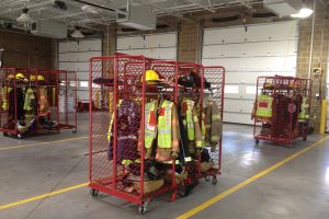 Fire turn out gear racks at Station 2