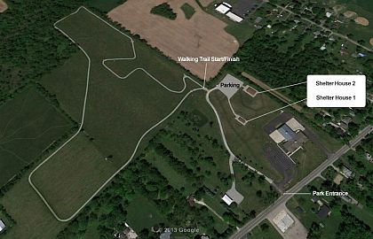 An overhead view of the one mile Walking Path. Click to enlarge.